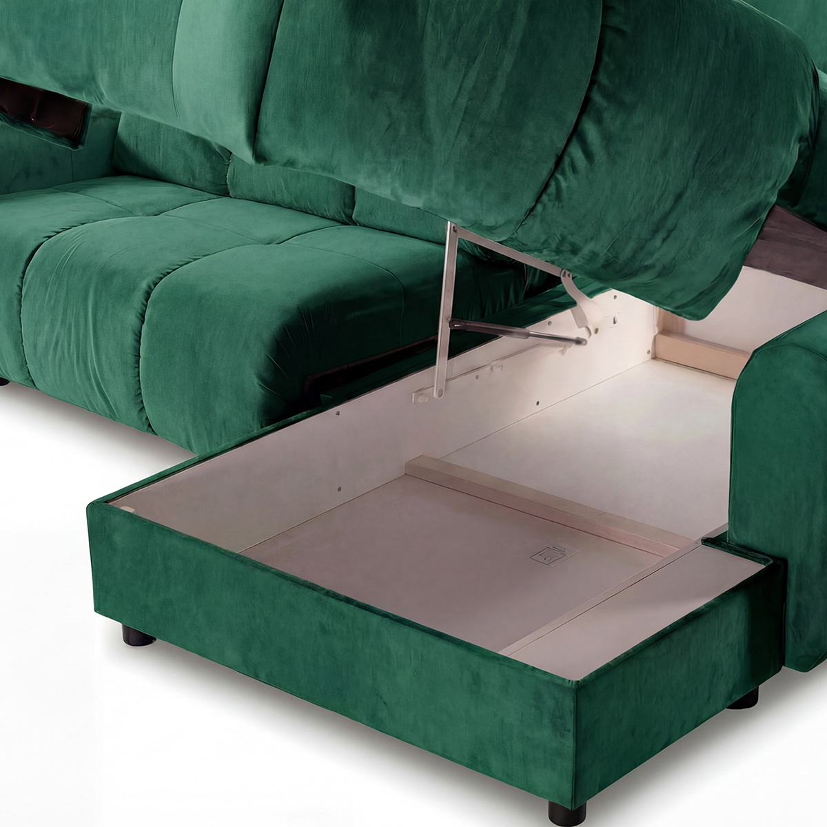 canape d angle convertible 4 places velours anacapri vert
