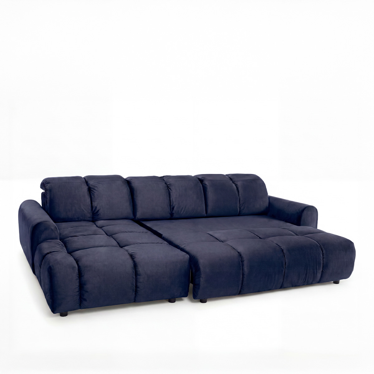 canape d angle convertible 4 places velours anacapri bleu marine