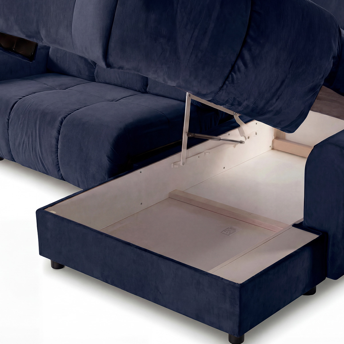 canape d angle convertible 4 places velours anacapri bleu marine