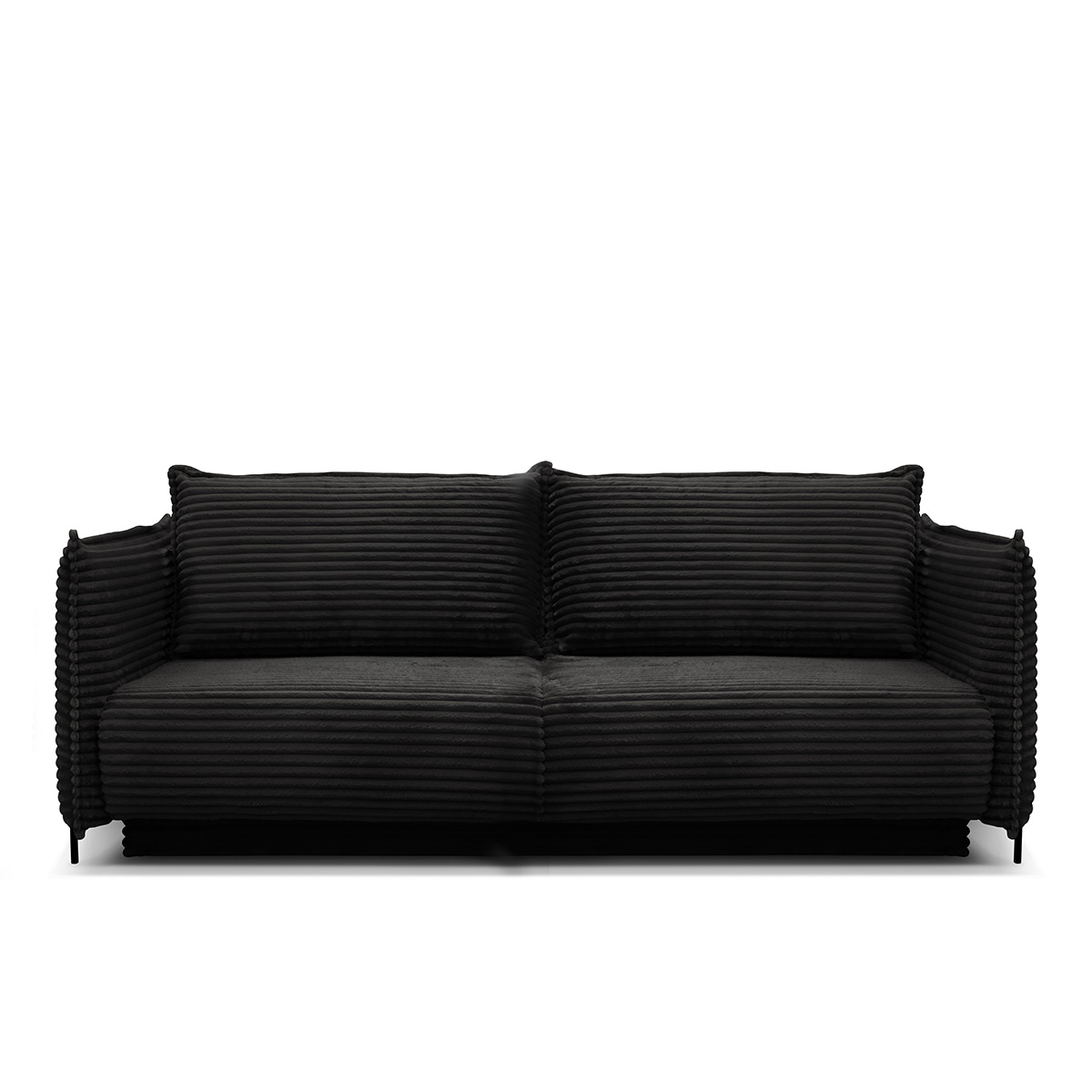 canape droit convertible 3 places velours cotele sorrento noir