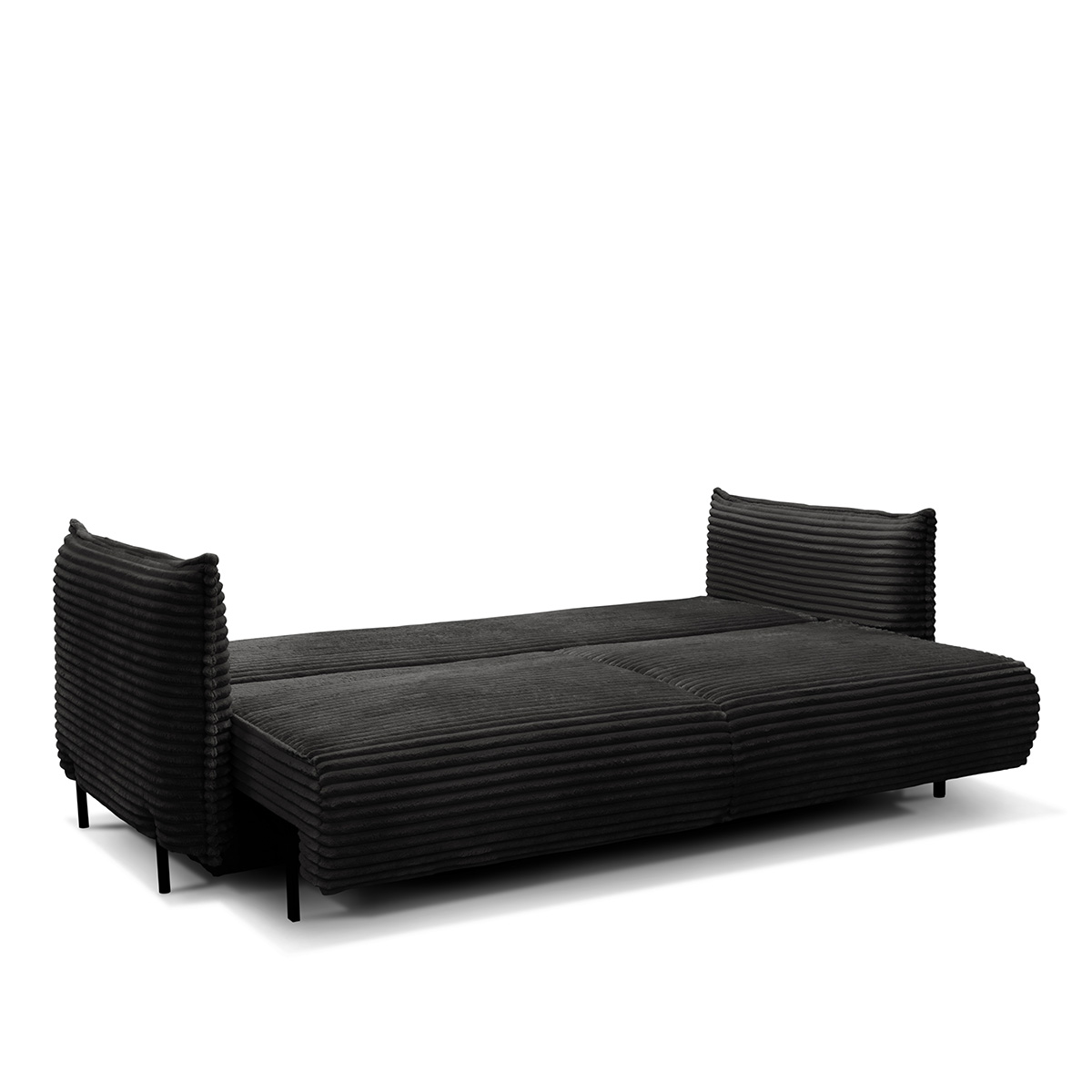 canape droit convertible 3 places velours cotele sorrento noir