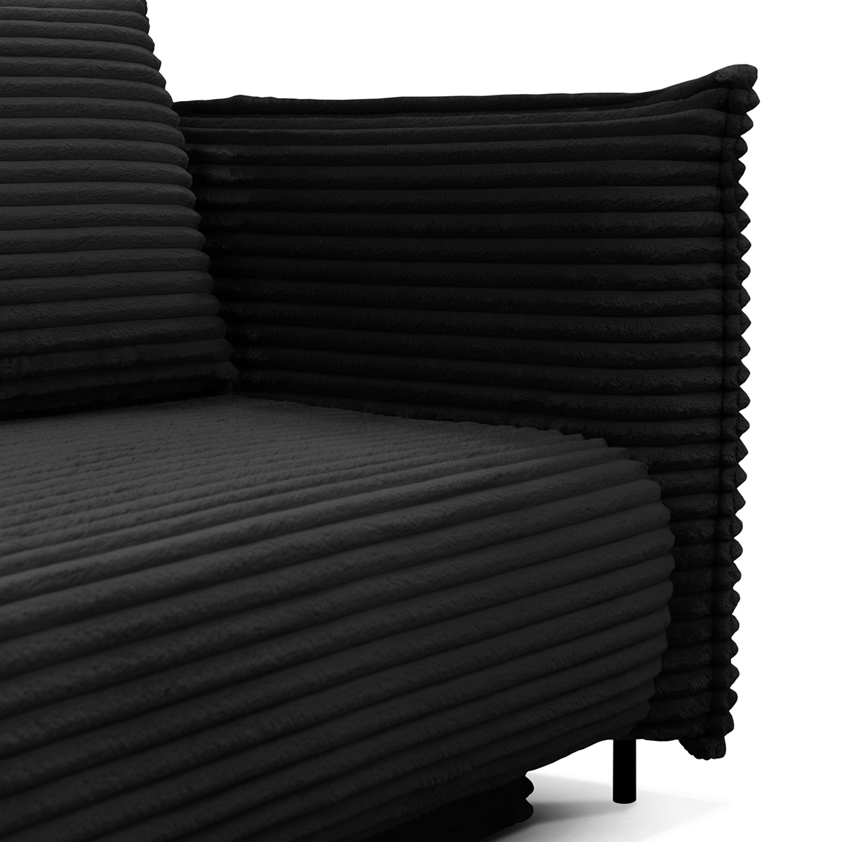 canape droit convertible 3 places velours cotele sorrento noir