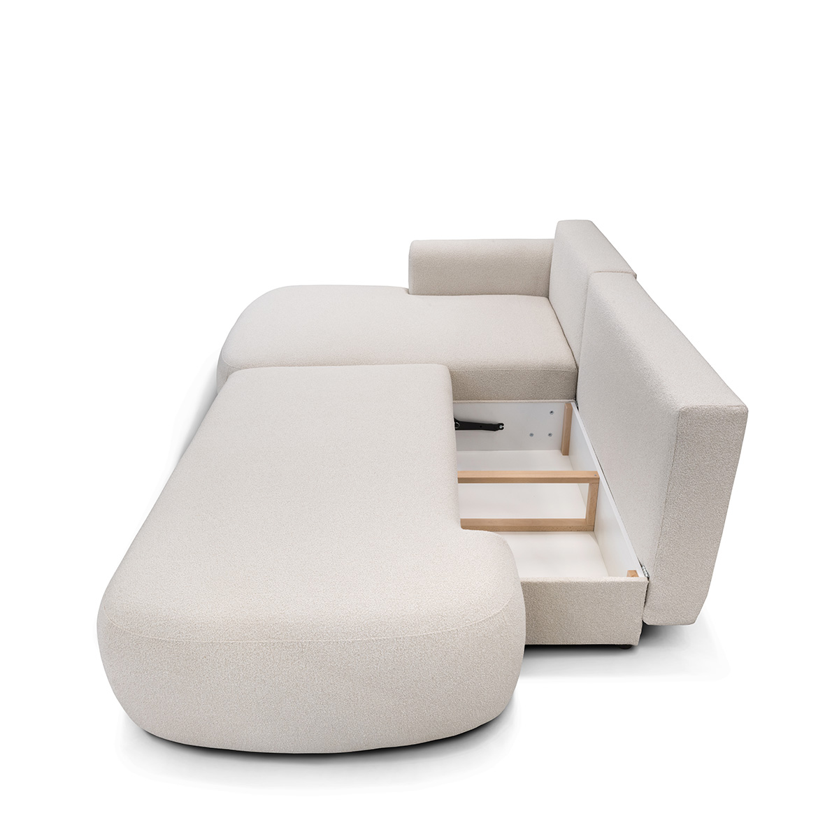 canape d angle convertible 4 places bouclette molino ecru