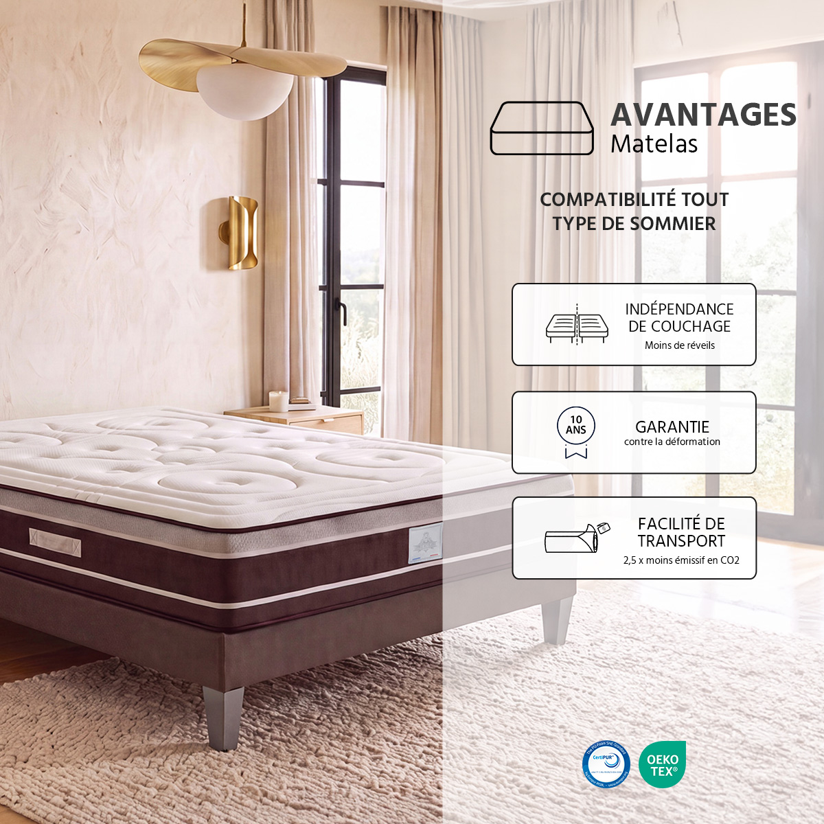 matelas hybride 28 cm elegance hypsom