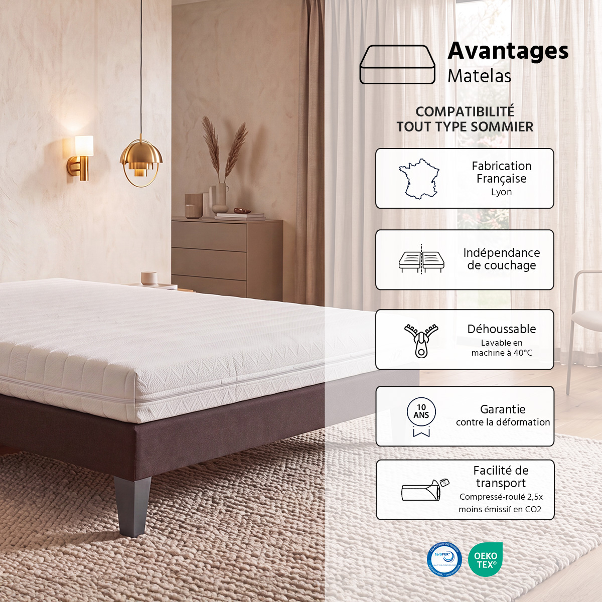 matelas egio mousse au toucher latex ferme fabrique en france 12 cm d epaisseur