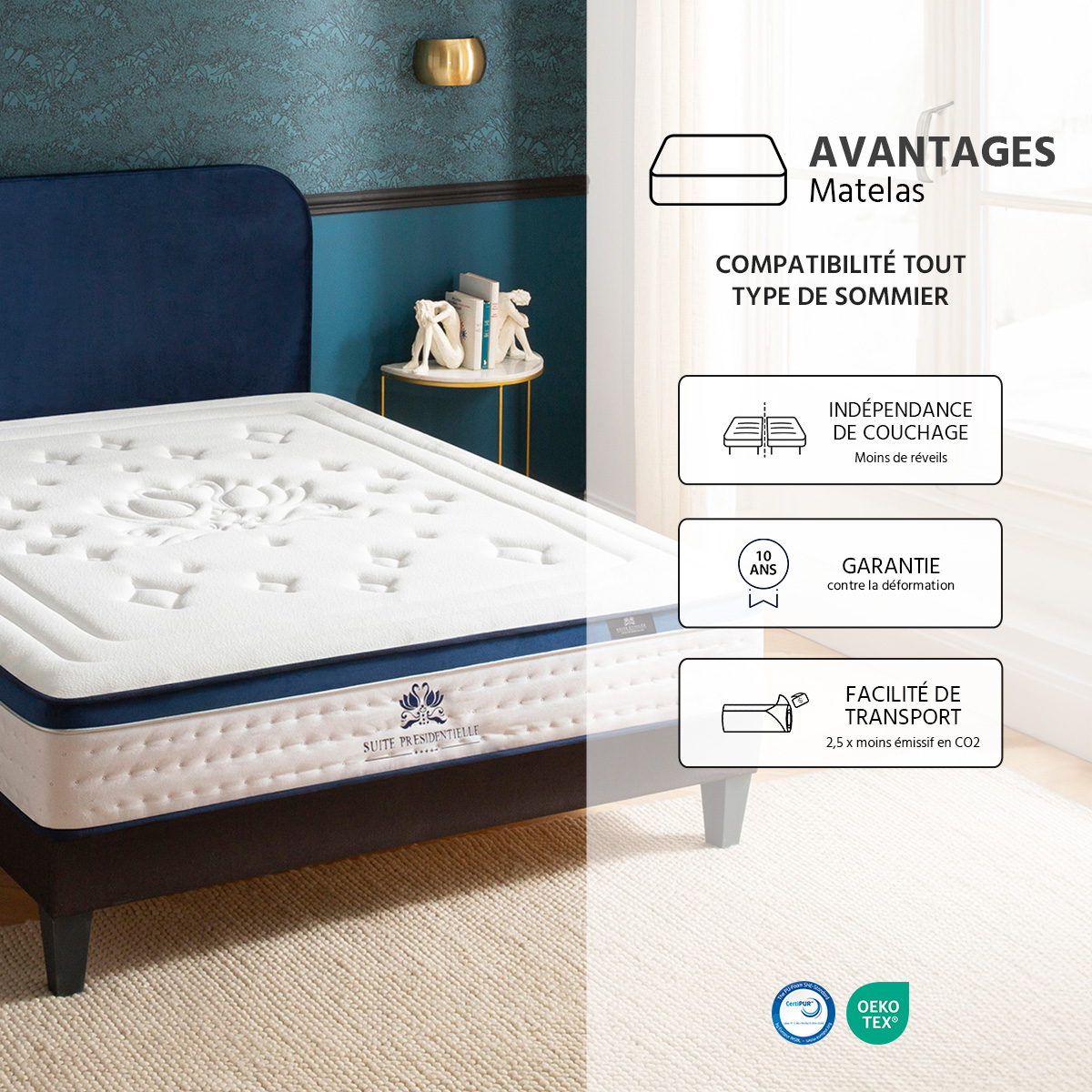 matelas memoire de forme 28 cm suite presidentielle