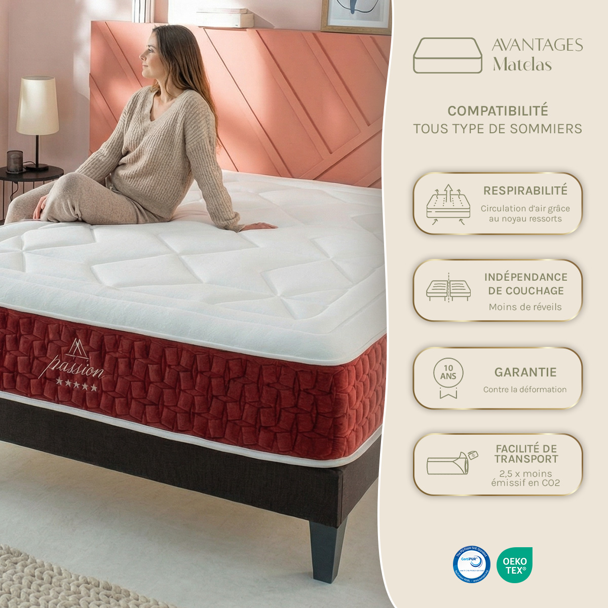 matelas ressorts ensaches passion 30 cm d epaisseur accueil moelleux soutien ferme