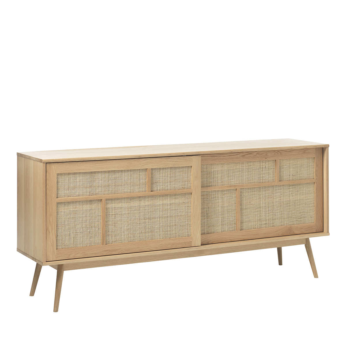buffet 180 cm 2 portes bois et rotin capri
