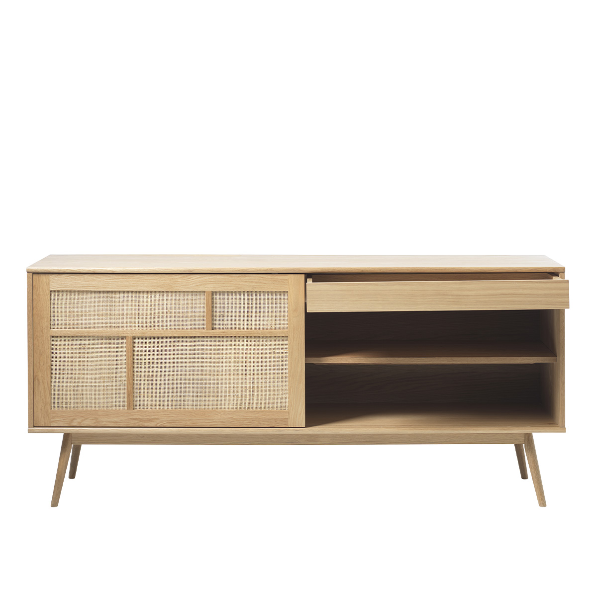 buffet 180 cm 2 portes bois et rotin capri
