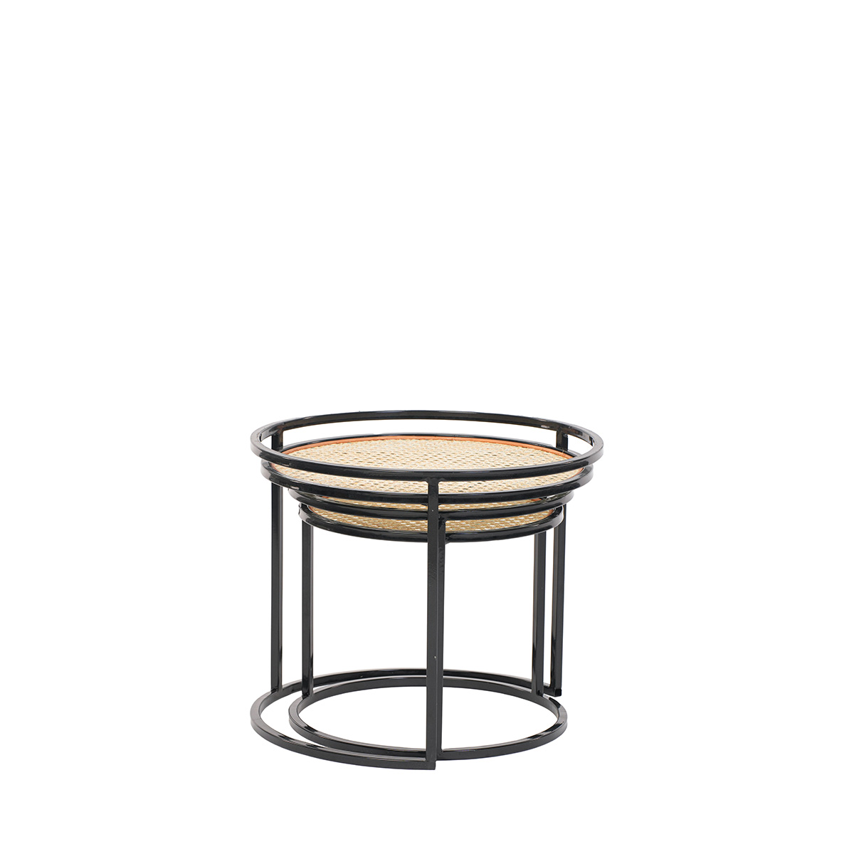 tables gigognes lot de 2 metal et rotin bari