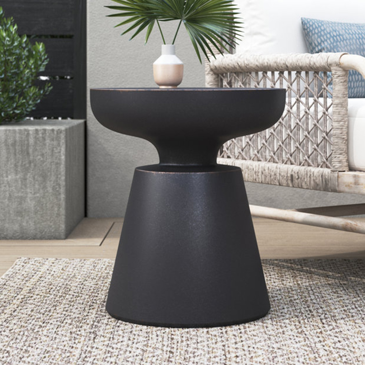 table d appoint ronde nero 45x h50 cm mgo