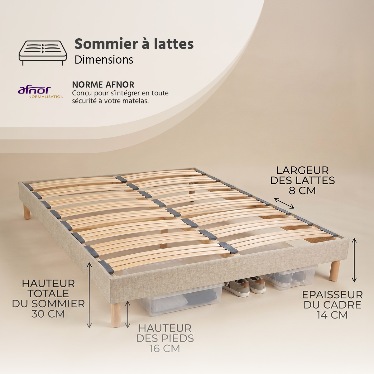 sommier a lattes tissu lino