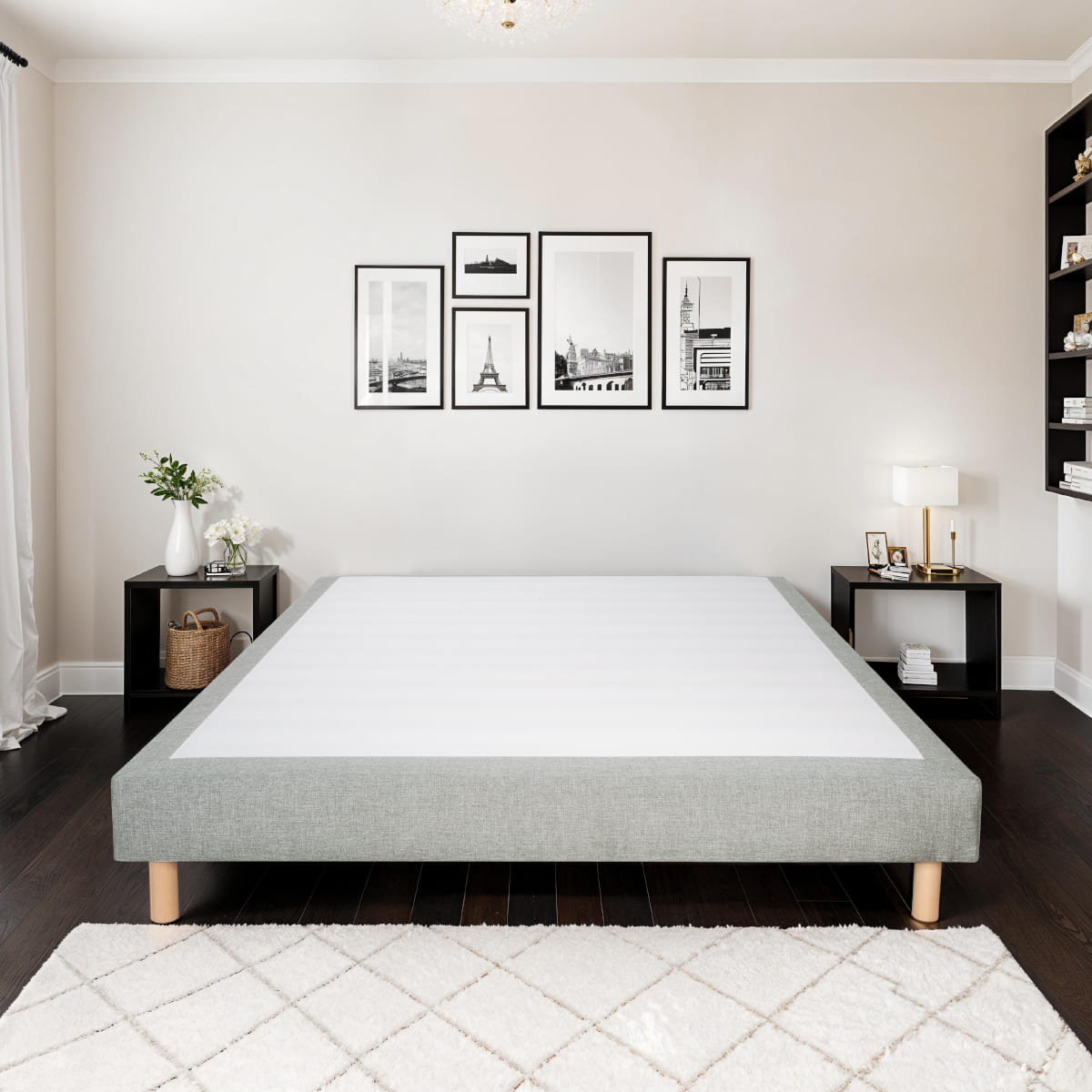 sommier tapissier tissu sisal gris clair