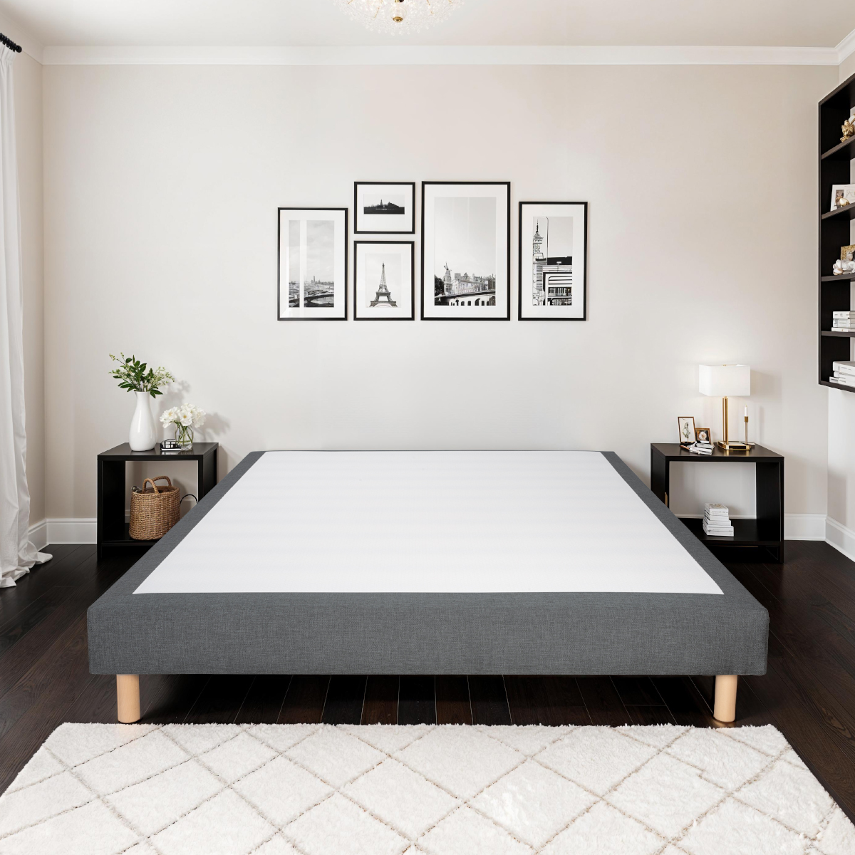 sommier tapissier tissu sisal gris