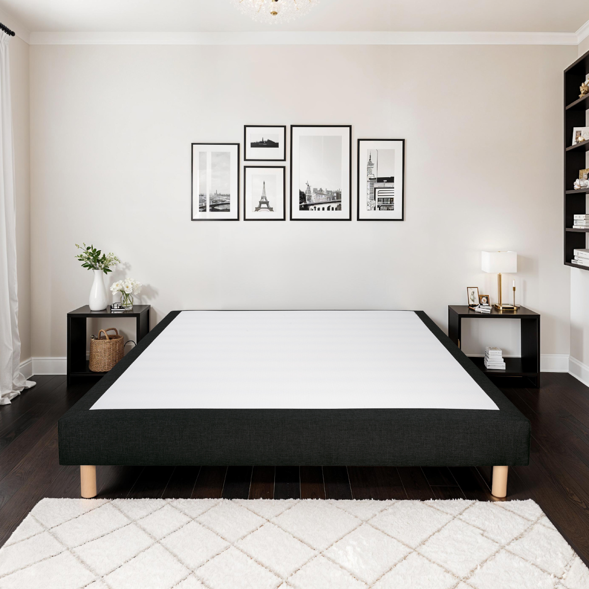 sommier tapissier tissu sisal noir
