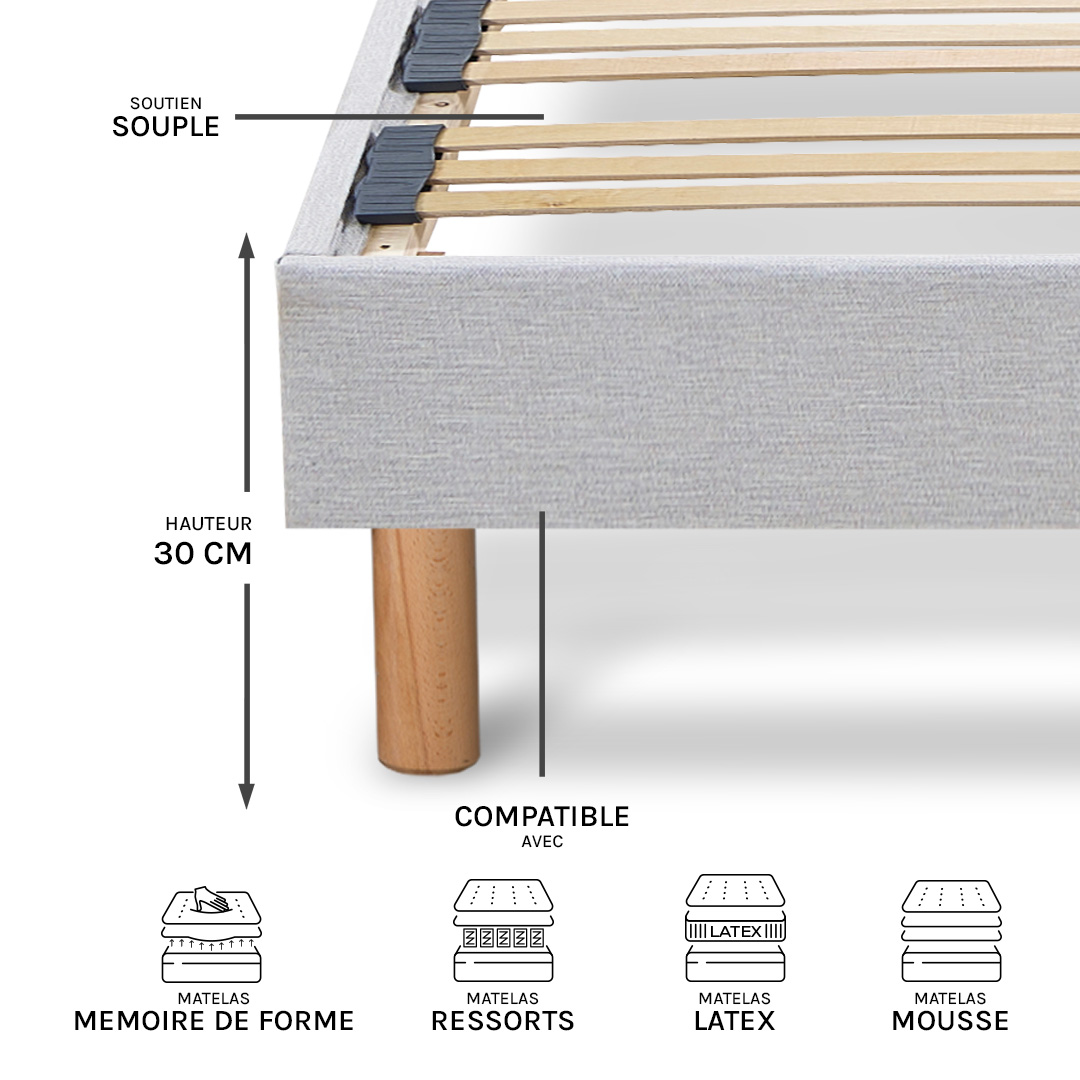 sommier a lattes tissu capitole