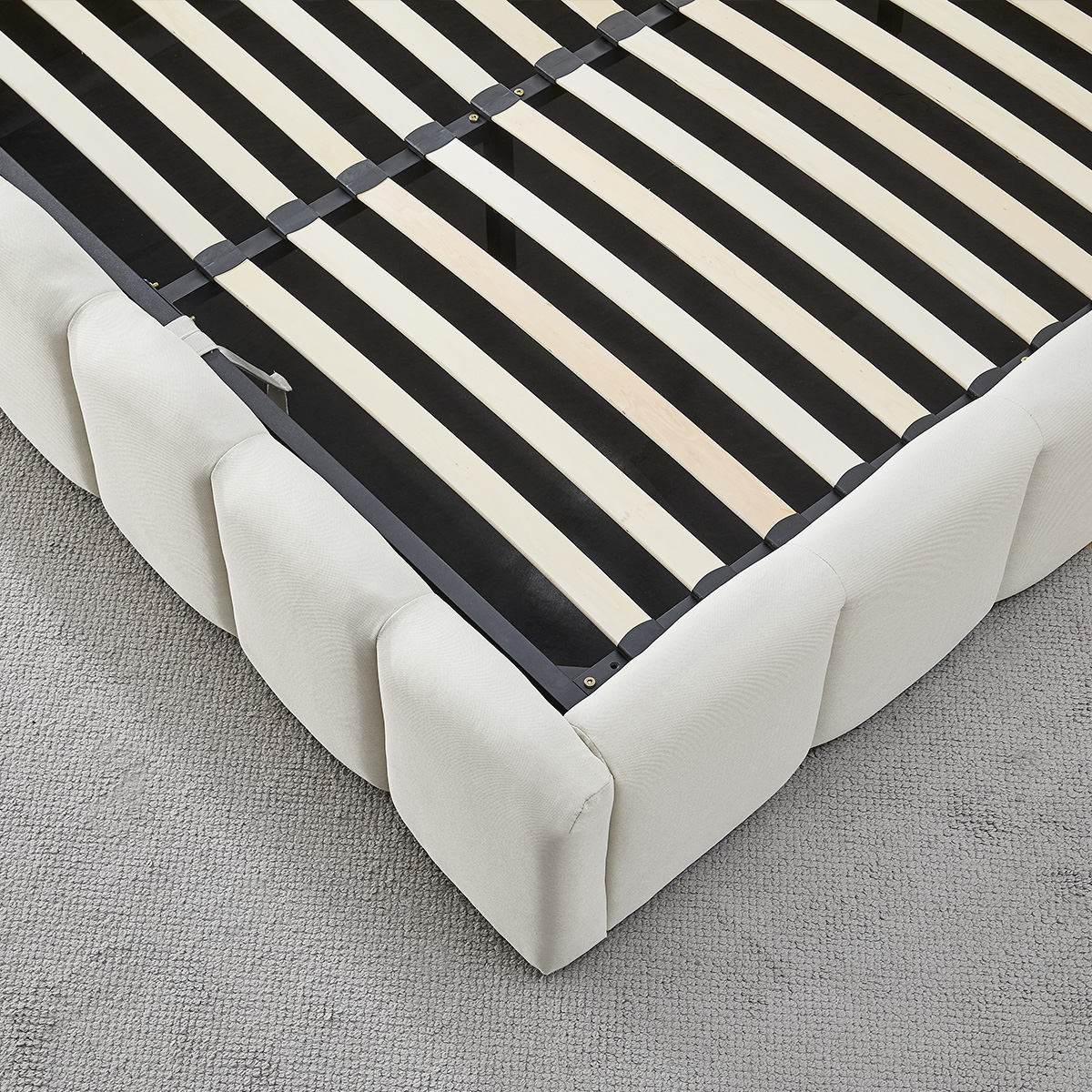 lit coffre tissu beige madeleine